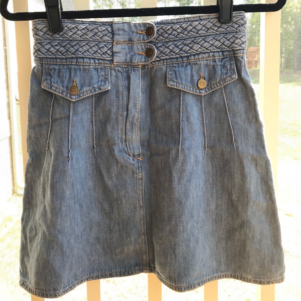 Free People Denim Skirt with Braided Detail
